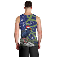 Personalized New Zealand Pukeko Christmas Men Tank Top Meri Kirihimete Taniko Ponga Koru Blue - Polynesian Pride