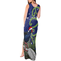 Personalized New Zealand Pukeko Christmas Tank Maxi Dress Meri Kirihimete Taniko Ponga Koru Blue - Polynesian Pride