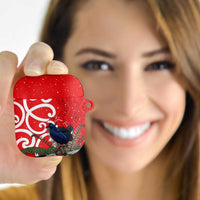 Personalized New Zealand Pukeko Christmas AirPods Case Meri Kirihimete Taniko Ponga Koru Red LT14 Red - Polynesian Pride