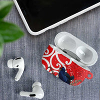 Personalized New Zealand Pukeko Christmas AirPods Case Meri Kirihimete Taniko Ponga Koru Red LT14 - Polynesian Pride