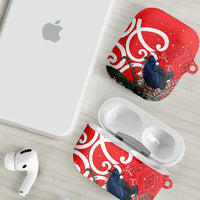 Personalized New Zealand Pukeko Christmas AirPods Case Meri Kirihimete Taniko Ponga Koru Red LT14 - Polynesian Pride