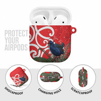 Personalized New Zealand Pukeko Christmas AirPods Case Meri Kirihimete Taniko Ponga Koru Red LT14 - Polynesian Pride