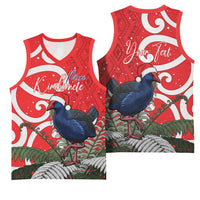 Personalized New Zealand Pukeko Christmas Basketball Jersey Meri Kirihimete Taniko Ponga Koru Red - Polynesian Pride