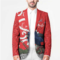 Personalized New Zealand Pukeko Christmas Blazer Meri Kirihimete Taniko Ponga Koru Red - Polynesian Pride