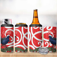 Personalized New Zealand Pukeko Christmas 4 in 1 Can Cooler Tumbler Meri Kirihimete Taniko Ponga Koru Red - Polynesian Pride