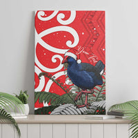 Personalized New Zealand Pukeko Christmas Canvas Wall Art Meri Kirihimete Taniko Ponga Koru Red - Polynesian Pride