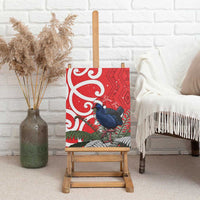 Personalized New Zealand Pukeko Christmas Canvas Wall Art Meri Kirihimete Taniko Ponga Koru Red - Polynesian Pride