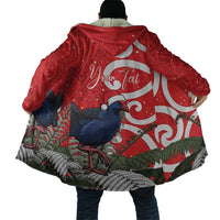 Personalized New Zealand Pukeko Christmas Cloak Meri Kirihimete Taniko Ponga Koru Red - Polynesian Pride