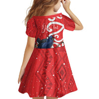 Personalized New Zealand Pukeko Christmas Family Matching Long Sleeve Bodycon Dress and Hawaiian Shirt Meri Kirihimete Taniko Ponga Koru Red - Polynesian Pride