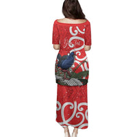 Personalized New Zealand Pukeko Christmas Family Matching Puletasi and Hawaiian Shirt Meri Kirihimete Taniko Ponga Koru Red - Polynesian Pride