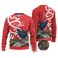 Personalized New Zealand Pukeko Christmas Ugly Christmas Sweater Meri Kirihimete Taniko Ponga Koru Red - Polynesian Pride