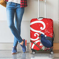 Personalized New Zealand Pukeko Christmas Luggage Cover Meri Kirihimete Taniko Ponga Koru Red - Polynesian Pride