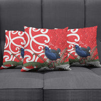 Personalized New Zealand Pukeko Christmas Pillow Cover Meri Kirihimete Taniko Ponga Koru Red - Polynesian Pride