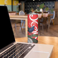 Personalized New Zealand Pukeko Christmas Skinny Tumbler Meri Kirihimete Taniko Ponga Koru Red - Polynesian Pride