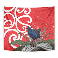 Personalized New Zealand Pukeko Christmas Tapestry Meri Kirihimete Taniko Ponga Koru Red - Polynesian Pride