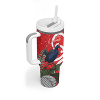 Personalized New Zealand Pukeko Christmas Tumbler With Handle Meri Kirihimete Taniko Ponga Koru Red - Polynesian Pride