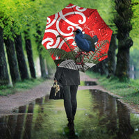 Personalized New Zealand Pukeko Christmas Umbrella Meri Kirihimete Taniko Ponga Koru Red - Polynesian Pride