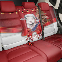 Personalized New Zealand Sheep Christmas Back Car Seat Cover Hipi Meri Kirihimete Silver Fern Xmas Tree - Polynesian Pride