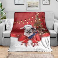 Personalized New Zealand Sheep Christmas Blanket Hipi Meri Kirihimete Silver Fern Xmas Tree - Polynesian Pride