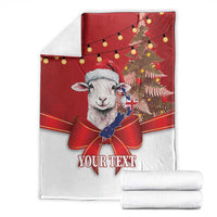 Personalized New Zealand Sheep Christmas Blanket Hipi Meri Kirihimete Silver Fern Xmas Tree - Polynesian Pride