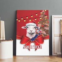 Personalized New Zealand Sheep Christmas Canvas Wall Art Hipi Meri Kirihimete Silver Fern Xmas Tree - Polynesian Pride