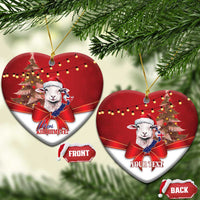 Personalized New Zealand Sheep Christmas Ceramic Ornament Hipi Meri Kirihimete Silver Fern Xmas Tree - Polynesian Pride