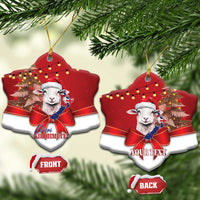 Personalized New Zealand Sheep Christmas Ceramic Ornament Hipi Meri Kirihimete Silver Fern Xmas Tree - Polynesian Pride