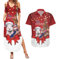 Personalized New Zealand Sheep Christmas Couples Matching Summer Maxi Dress and Hawaiian Shirt Hipi Meri Kirihimete Silver Fern Xmas Tree - Polynesian Pride