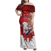 Personalized New Zealand Sheep Christmas Family Matching Off Shoulder Maxi Dress and Hawaiian Shirt Hipi Meri Kirihimete Silver Fern Xmas Tree - Polynesian Pride