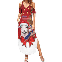 Personalized New Zealand Sheep Christmas Family Matching Summer Maxi Dress and Hawaiian Shirt Hipi Meri Kirihimete Silver Fern Xmas Tree - Polynesian Pride