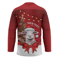 Personalized New Zealand Sheep Christmas Hockey Jersey Hipi Meri Kirihimete Silver Fern Xmas Tree - Polynesian Pride