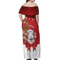 Personalized New Zealand Sheep Christmas Off Shoulder Maxi Dress Hipi Meri Kirihimete Silver Fern Xmas Tree - Polynesian Pride