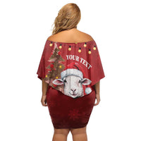 Personalized New Zealand Sheep Christmas Off Shoulder Short Dress Hipi Meri Kirihimete Silver Fern Xmas Tree - Polynesian Pride