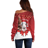 Personalized New Zealand Sheep Christmas Off Shoulder Sweater Hipi Meri Kirihimete Silver Fern Xmas Tree - Polynesian Pride