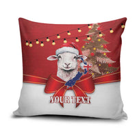 Personalized New Zealand Sheep Christmas Pillow Cover Hipi Meri Kirihimete Silver Fern Xmas Tree - Polynesian Pride