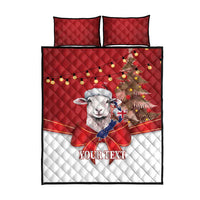 Personalized New Zealand Sheep Christmas Quilt Bed Set Hipi Meri Kirihimete Silver Fern Xmas Tree - Polynesian Pride