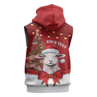 Personalized New Zealand Sheep Christmas Sleeveless Zip Hoodie Hipi Meri Kirihimete Silver Fern Xmas Tree - Polynesian Pride