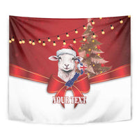 Personalized New Zealand Sheep Christmas Tapestry Hipi Meri Kirihimete Silver Fern Xmas Tree - Polynesian Pride