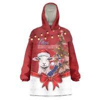 Personalized New Zealand Sheep Christmas Wearable Blanket Hoodie Hipi Meri Kirihimete Silver Fern Xmas Tree - Polynesian Pride