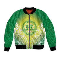 Cook Islands 682 Bomber Jacket Kuki 'Airani Area Code Proud LT14 Unisex Green - Polynesian Pride
