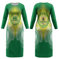Cook Islands 682 Couples Matching Long Sleeve Bodycon Dress and Hawaiian Shirt Kuki 'Airani Area Code Proud LT14 - Polynesian Pride