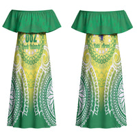 Cook Islands 682 Couples Matching Off Shoulder Maxi Dress and Hawaiian Shirt Kuki 'Airani Area Code Proud LT14 - Polynesian Pride