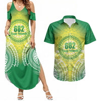 Cook Islands 682 Couples Matching Summer Maxi Dress and Hawaiian Shirt Kuki 'Airani Area Code Proud LT14 Green - Polynesian Pride