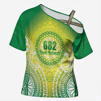 Cook Islands 682 Cross Shoulder Shirt Kuki 'Airani Area Code Proud LT14 Female Green - Polynesian Pride