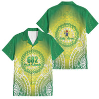 Cook Islands 682 Family Matching Puletasi and Hawaiian Shirt Kuki 'Airani Area Code Proud LT14 Dad's Shirt - Short Sleeve Green - Polynesian Pride