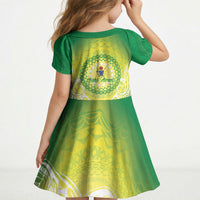 Cook Islands 682 Kid Short Sleeve Dress Kuki 'Airani Area Code Proud LT14 - Polynesian Pride