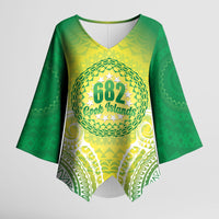 Cook Islands 682 Kimono Sleeve Blouse Kuki 'Airani Area Code Proud LT14 Female Green - Polynesian Pride
