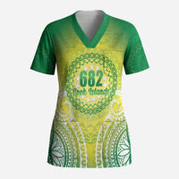 Cook Islands 682 Scrub Top Kuki 'Airani Area Code Proud LT14 Adult Green - Polynesian Pride