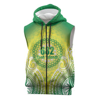 Cook Islands 682 Sleeveless Zip Hoodie Kuki 'Airani Area Code Proud LT14 Green - Polynesian Pride