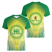 Cook Islands 682 Women V-Neck T-Shirt Kuki 'Airani Area Code Proud LT14 - Polynesian Pride